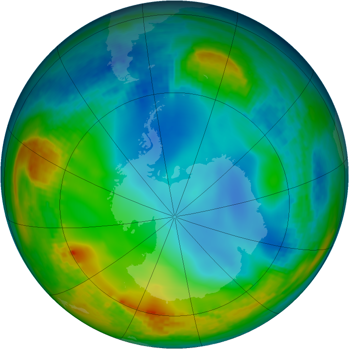 Antarctic ozone map for 24 June 2001
